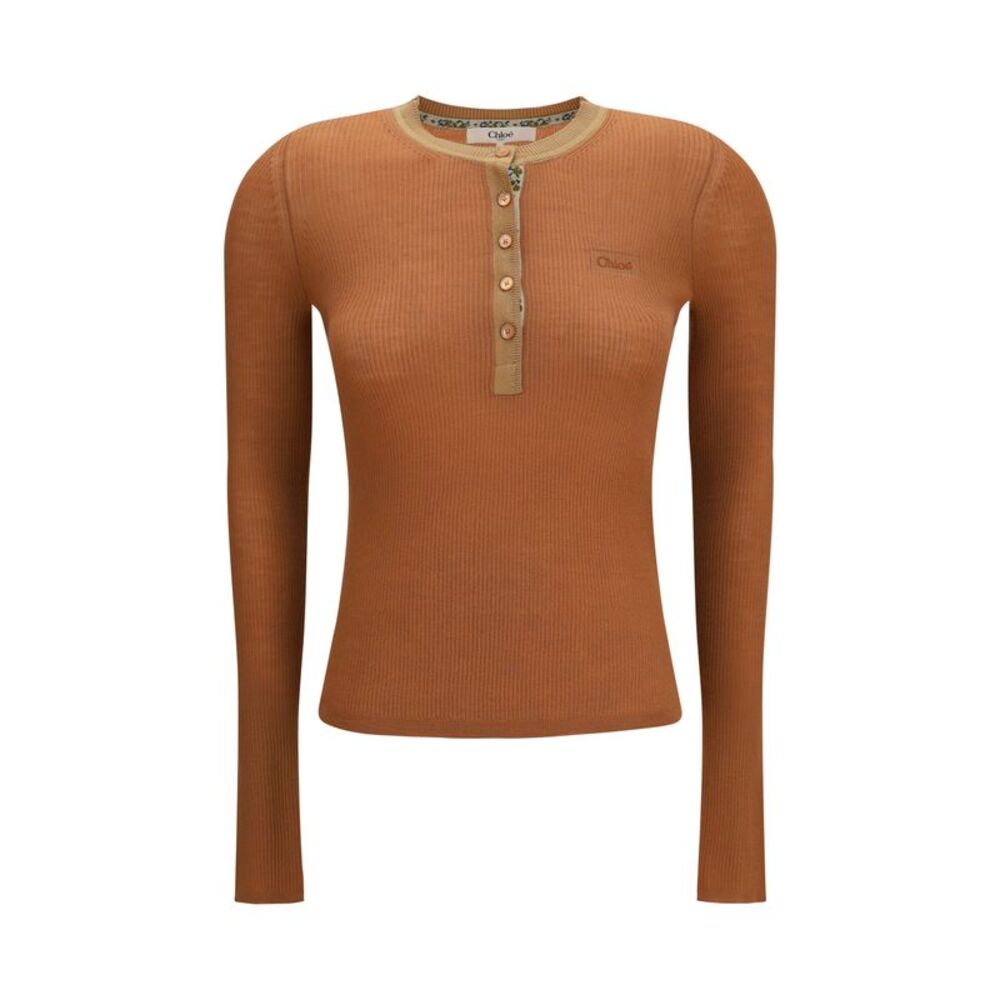 Chloé Women Ultra-Fine Wool Knit Henley Top